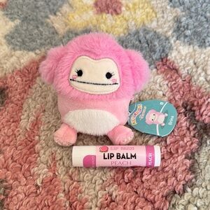 NEW Micromallow "Brina" Plush with Matching Pink Peach Lip Balm